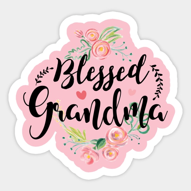 Blessed Grandma T-Shirt with floral, heart Mother's Day Gift Sticker by Wintrly